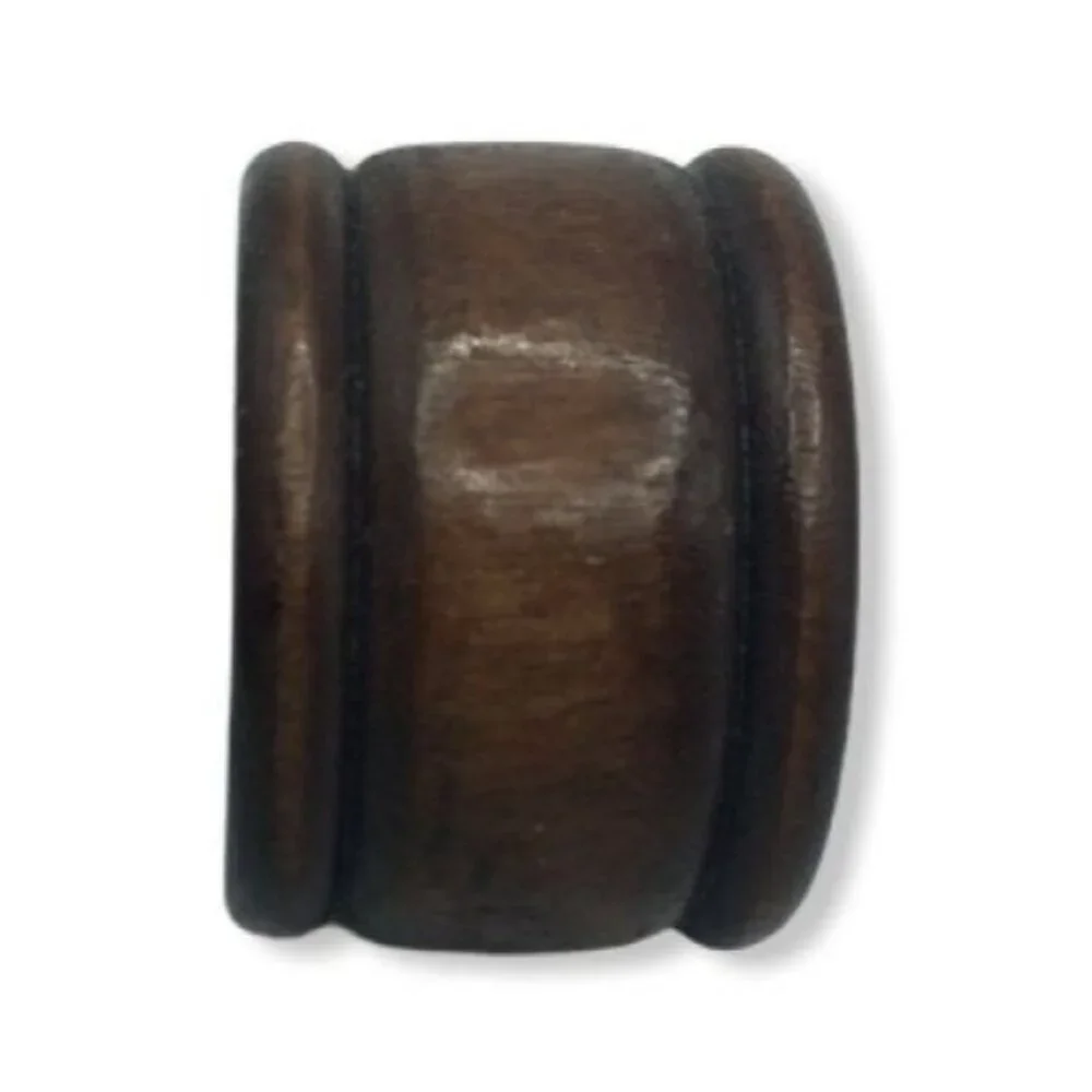 Mid Century Modern Set of 5 Beveled Carved Wood Napkin Rings Round Brown Vintage
